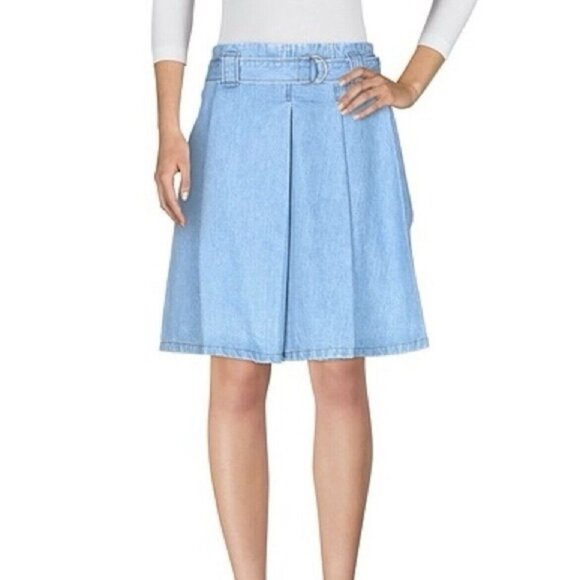 ACNE STUDIOS Bla Konst Light Denim Jean Pleated Belted Skirt Size 36 - Picture 11 of 12